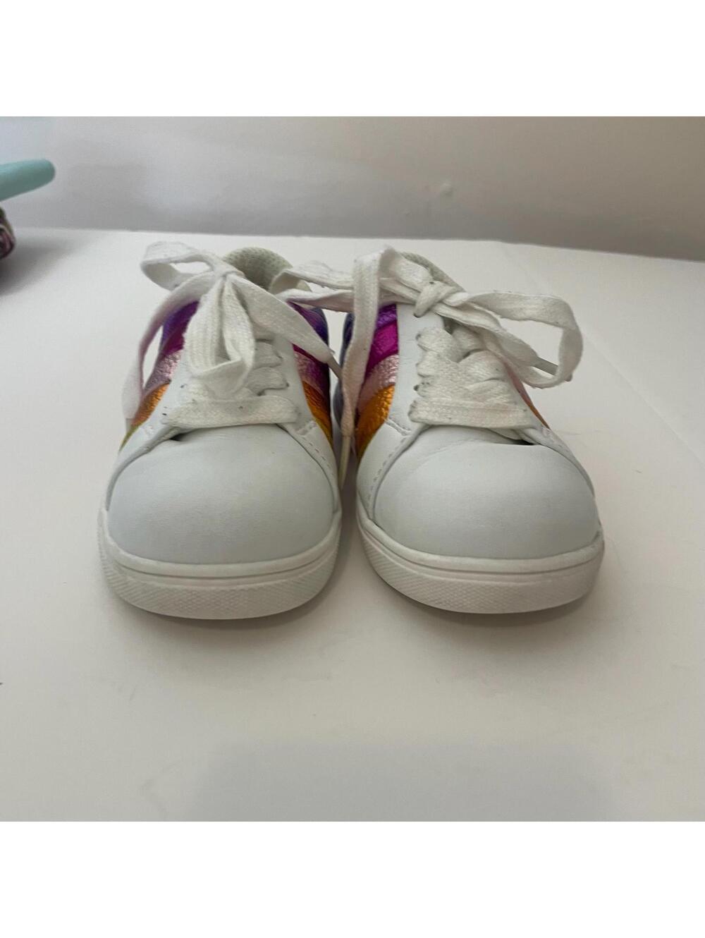 Kurt Geiger London Kids' Mini Lane Stripe Leather Sneakers Rainbow 7 Toddler - Picture 4 of 8